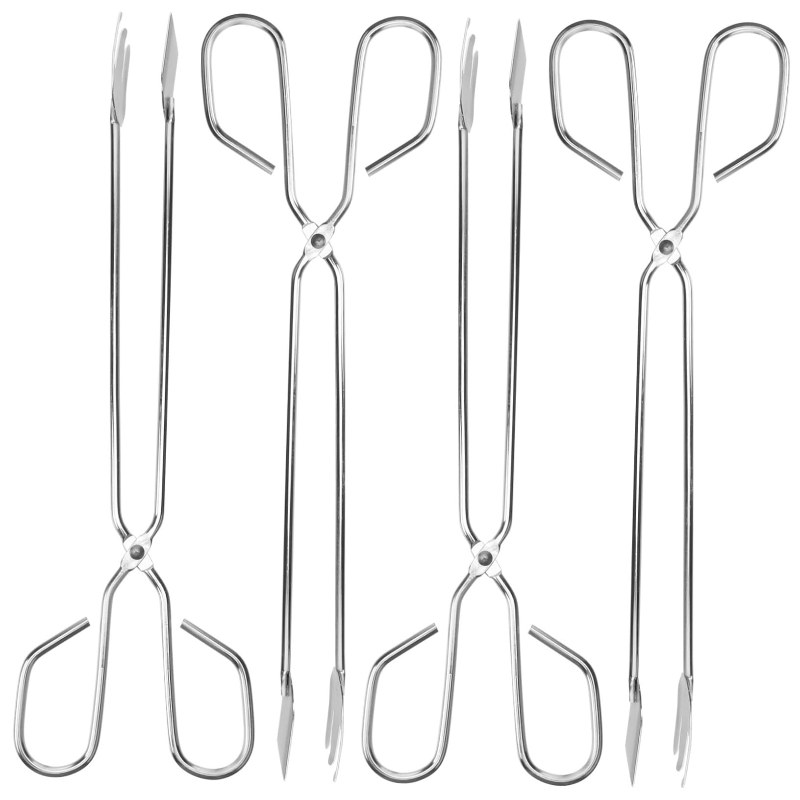 Healeved Stainless Steel Garbage Clamp 4pcs Random Style Tongs 32cm Long Reacher Grabber for Easy Pickup