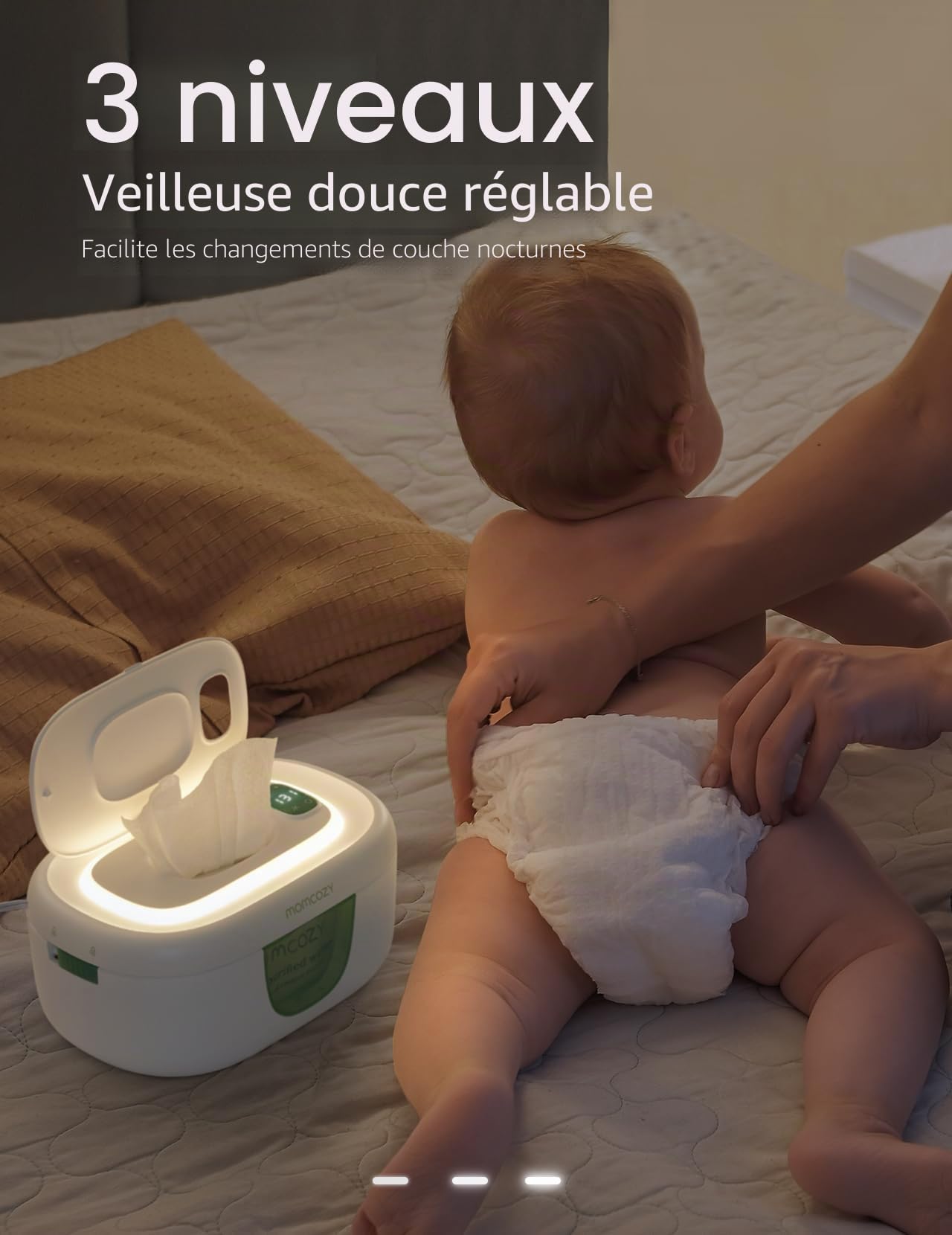 Momcozy Baby Wipe Warmer, Innovative Spring Design, Large Capacity Wipes Dispenser, Fast and Even Heating, 4 Modes of Temperature Heating Control, Diaper Wipe Warmer with Night Light