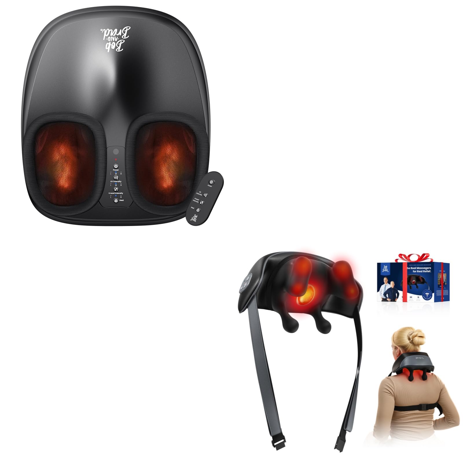 Bob and Brad Lite Fußmassagegerät mit Wärmefunktion & 4D Shiatsu Nackenmassagegerät mit Wärme