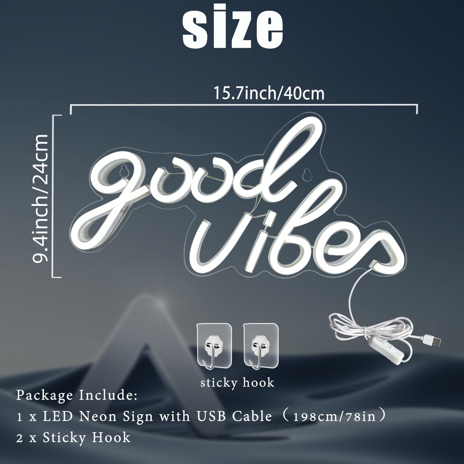 Good Vibes - Insegna al neon per decorazione da parete, dimmerabile