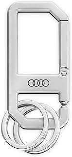 Audi 3182400500 Keyring Carabiner Metal Pendant Key Ring Rings Logo, Silver, silver, Modern