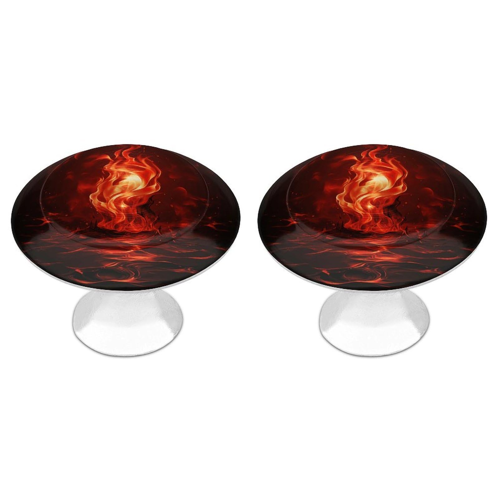 FekiLoot Red Flame Cabinet Knob Kitchen Drawer Knob Stainless Steel Round Drawer Pulls Modern Cabinet Hardware Vintage Dresser Drawer for Kitchen Bathroom Closet Dresser Cabinets
