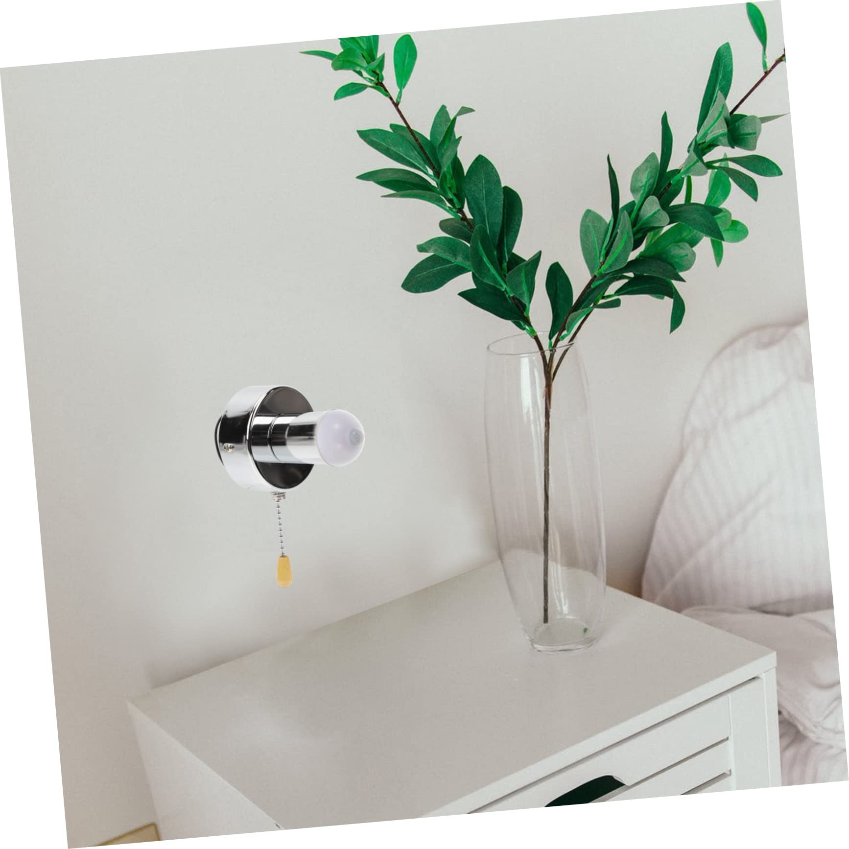 HOLIDYOYO 1Set Wall Lamp Holder with Pull Chain Durable Lamp Socket for Ceiling Lights Elegant Decoration for Home Store Chrome Finish Beaded Chain