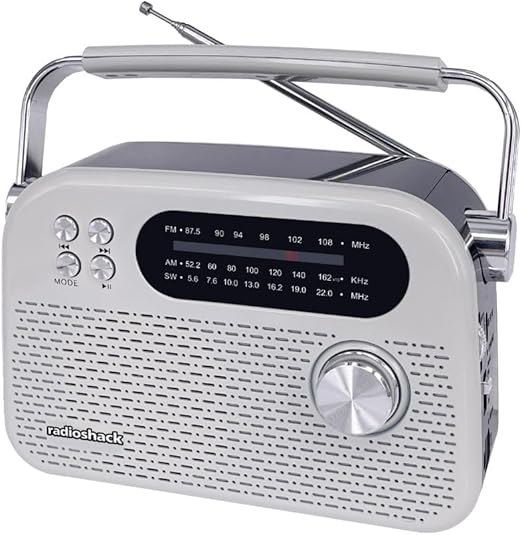 RadioShack AM/FM/SW 3-Band Vintage Radio with Bluetooth Function and USB/TF Ports (White)