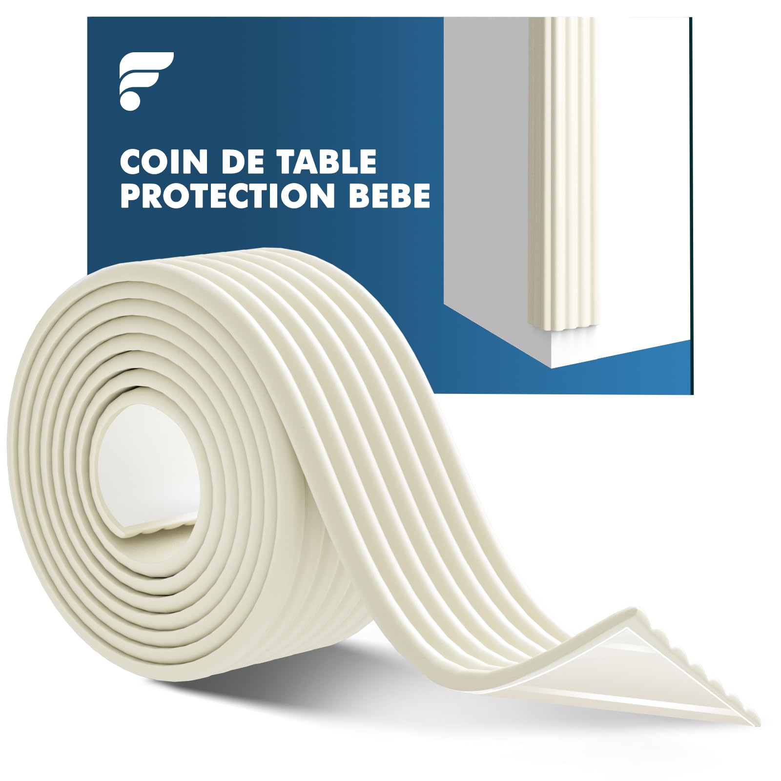 shinfly Protection Coin de Table en Mousse pour bébé, 500cm x 80mm x 8mm Mousse épaisse et Douce Protection des Bords de Meubles, Protection des Bords autocollante pour Bébé/Enfants Kits Blanc Cassé