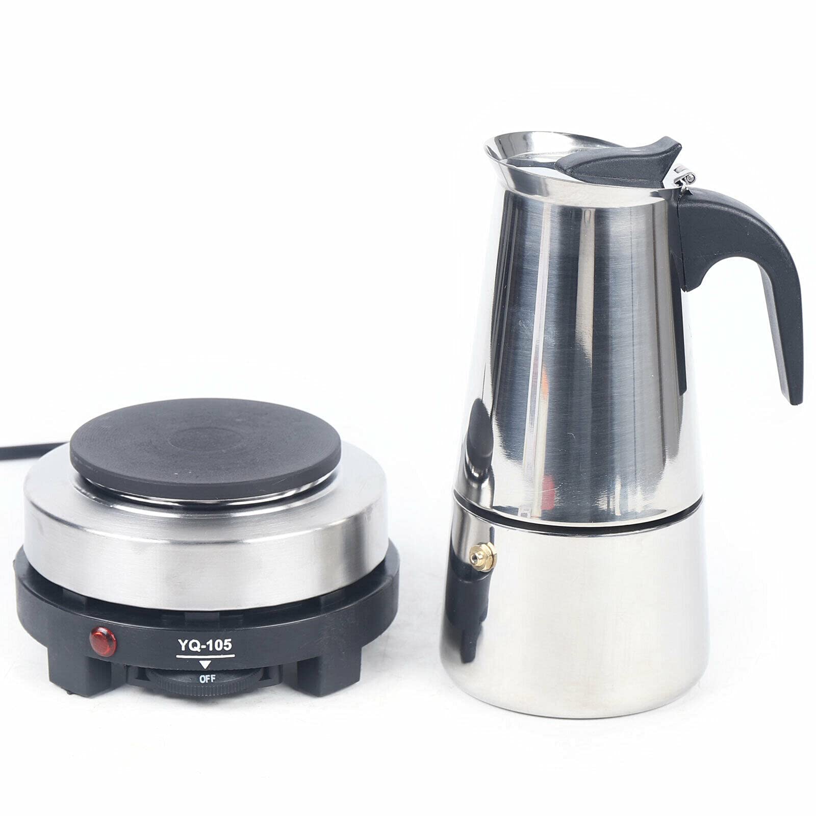 Cafetera espresso eléctrica, 220 V, 4/6 tazas, cafetera de acero inoxidable con cocina eléctrica, cafetera Moka para cocina (6 tazas (300 ml)