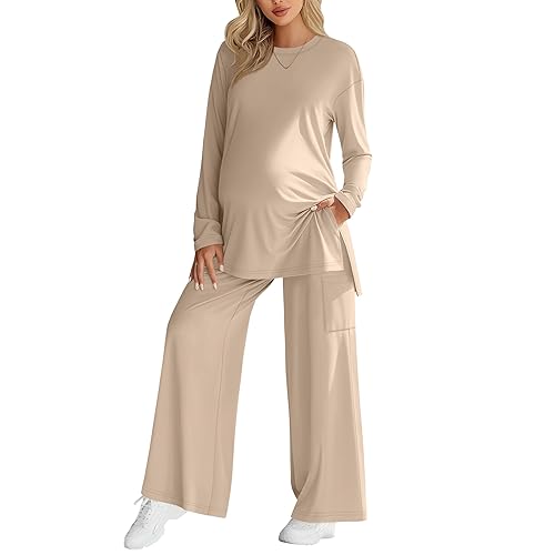 Sweetyweee Women's Maternity Lounge Sets 2 Piece Outfits Long Sleeve