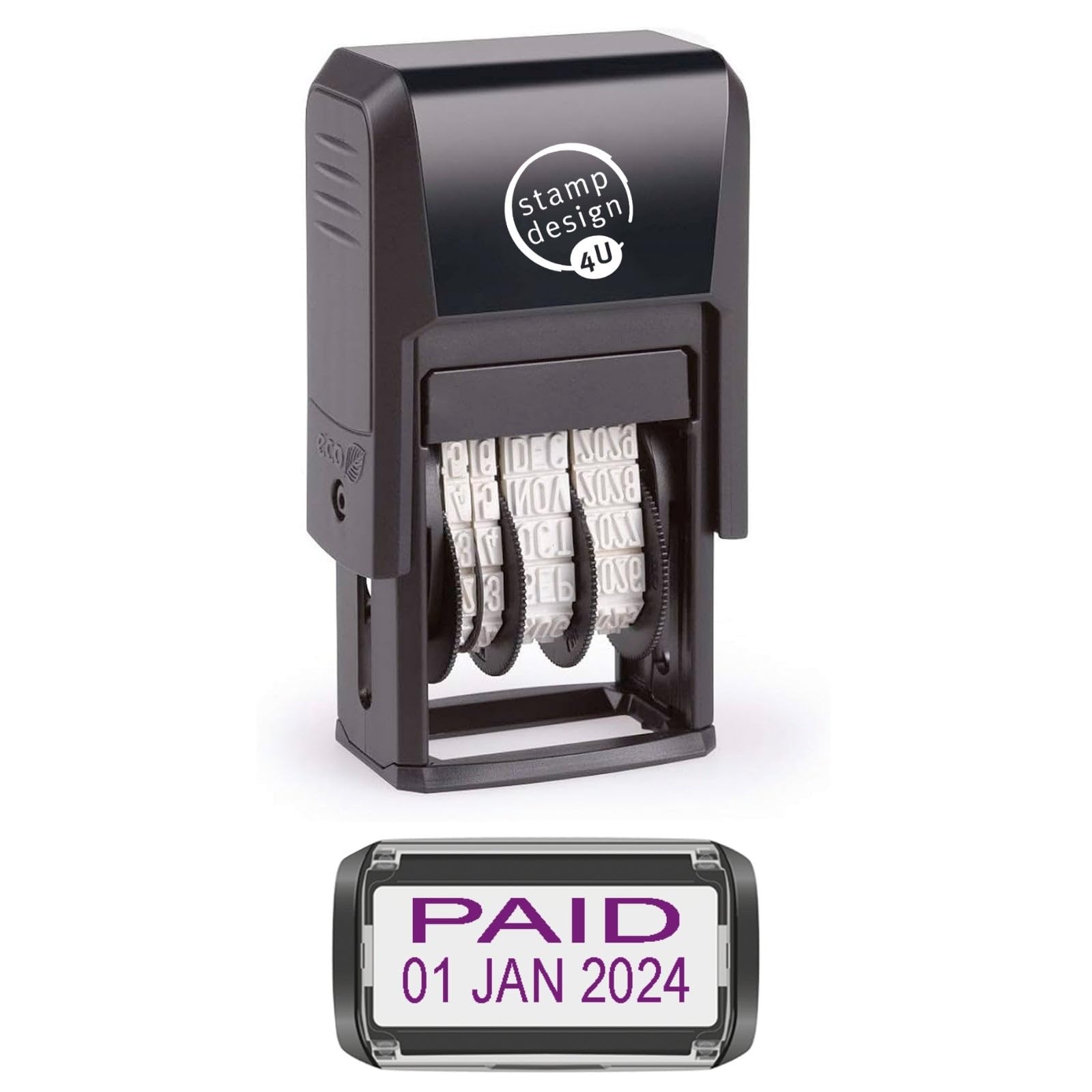 Self Inking Changeable Date Stamp - Paid Date Stamp in Violet Ink