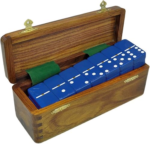 Miniatura 2 de Dominó doble seis Negro en Dovetail Jointed Caja de madera SheeshamJumbo Tournament tamaño WSpinners