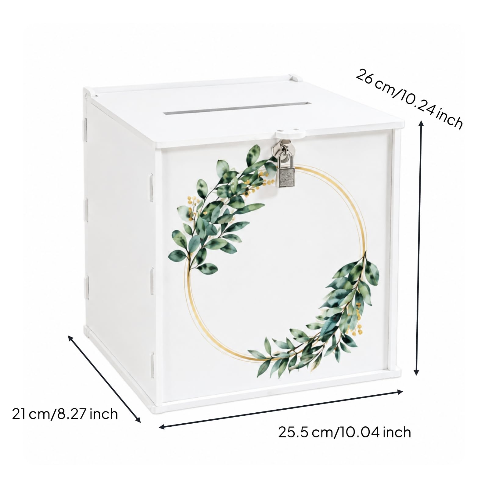 Boîte Mariage En PVC Serrure à Monter -même Urne Réception Cronne Feuilles Polyvalent pr Cérémonies Fêtes