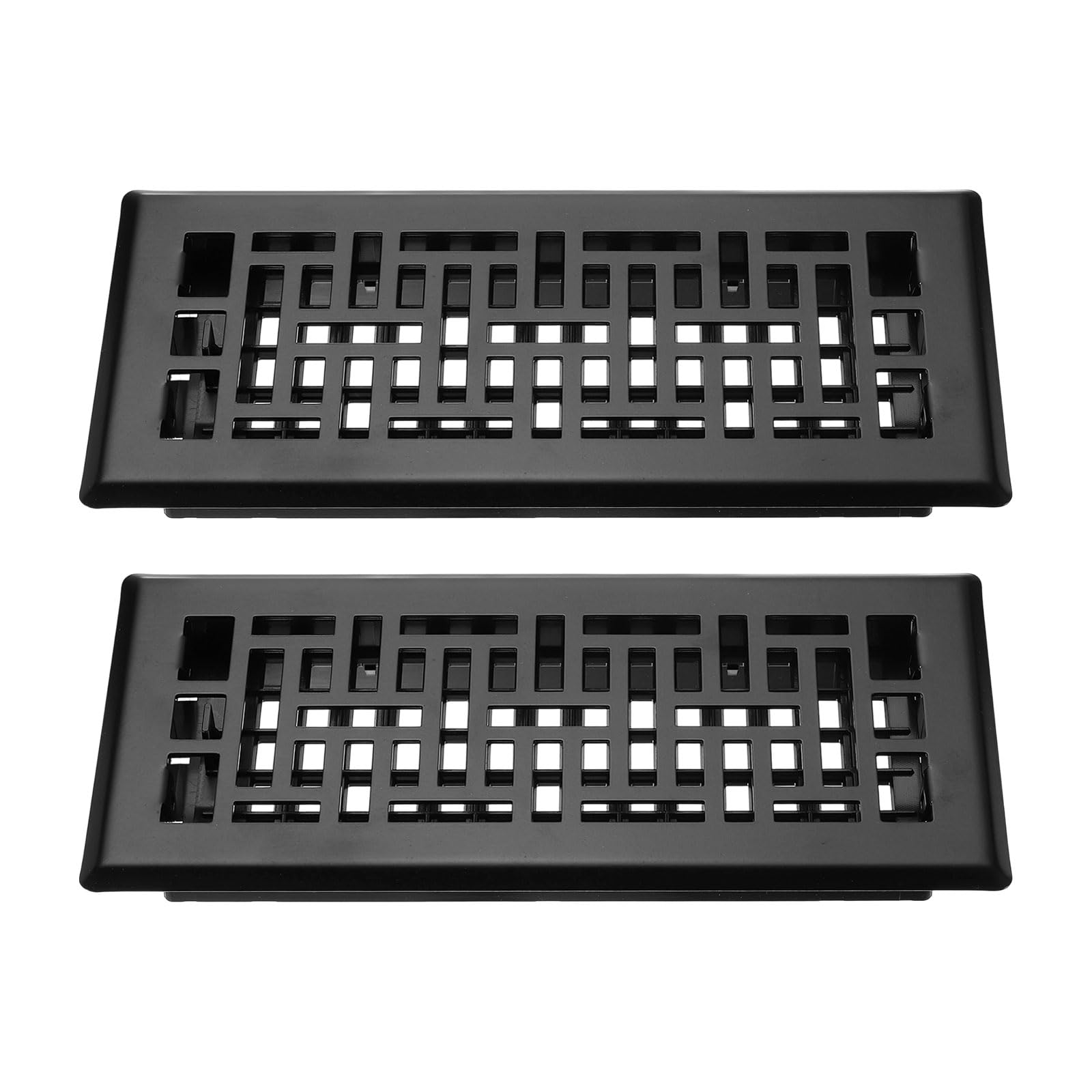 QUARKZMAN 2 Stück 4" x 10" Bodenluftgitter Hochwertiger Kohlenstoffstahl Verstellbare Bodenlüftung Dekorative Lüftungsgitter Für Zuhause Schlafzimmer Küche Schwarz