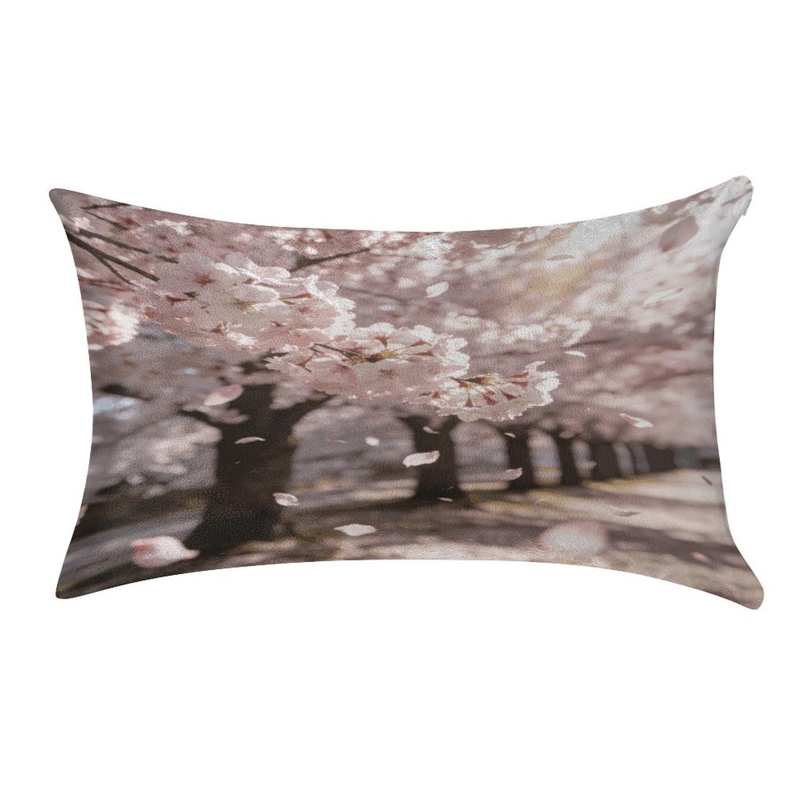 Fodpand Style Japanese Cherry Blossom Pillowcase,Elegant Designed Home Decor,Velvet Pillowcase,Soft And Cozy,Pillow Case Cover With Hidden Zipper For Bedroom, Sofa, Couch