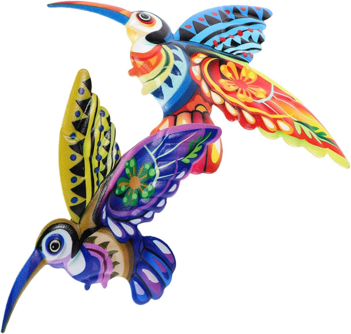 RORPOIR 2 x Wrought Iron Coloured Hummingbird Bird Wall Decoration