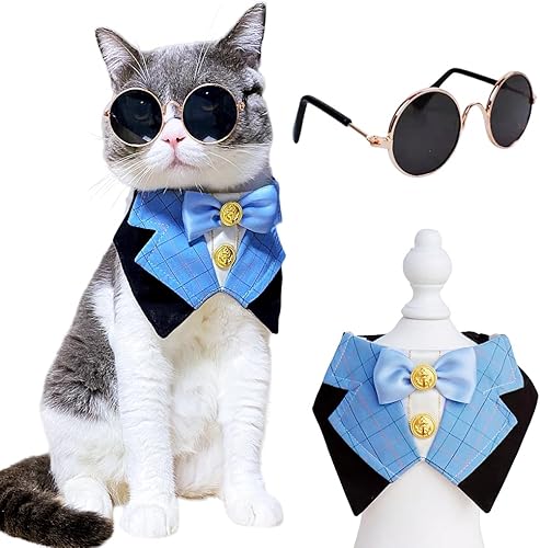 Esmoquin para perro, bandana formal de boda para gato, collar de perro con pajarita, disfraz de cumpleaños de gato, atuendo de boda, traje de San