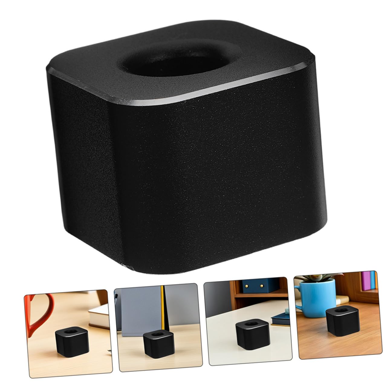 Healeved Portapenne in Metallo Singolo Base Quadrata Nera Mini Organizer da Scrivania per Studenti e Ufficio Set da 4 Pezzi Compatto e Resistente per Cancelleria