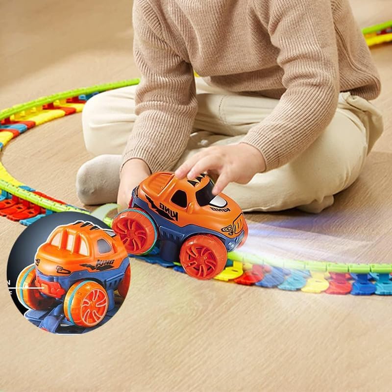 Miniatura 7 de Pista cambiable con coche de carreras con luz LED, juego de pista de coche antigravedad, pista de máquina ultra flexible, rompecabezas educativo