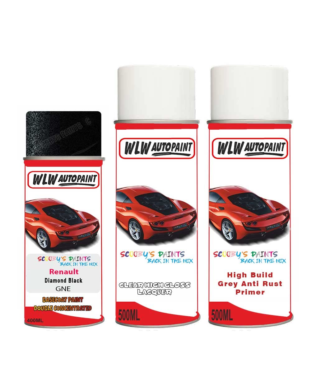 SCOOBYS PAINTS BACK IN THE MIX Aerosol Spray Paint For Renault Megane Diamond Black 2010-2019 Primer Undercoat With Lacquer