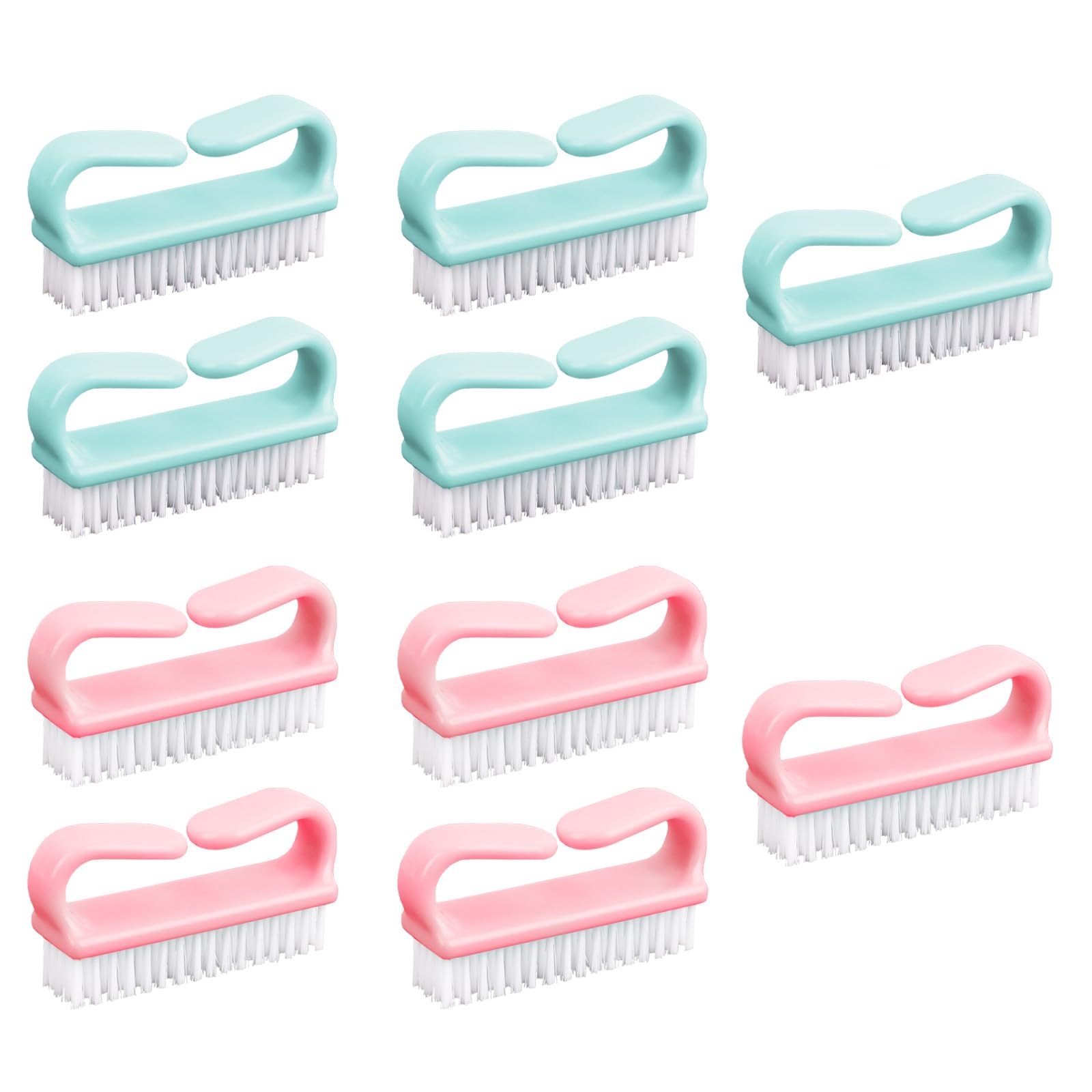 Paquete de 10 cepillos de uñas con mango, kit de cuidado de uñas de manos y dedos con cepillos de limpieza profunda, kit de herramientas de fregado para hombres y mujeres