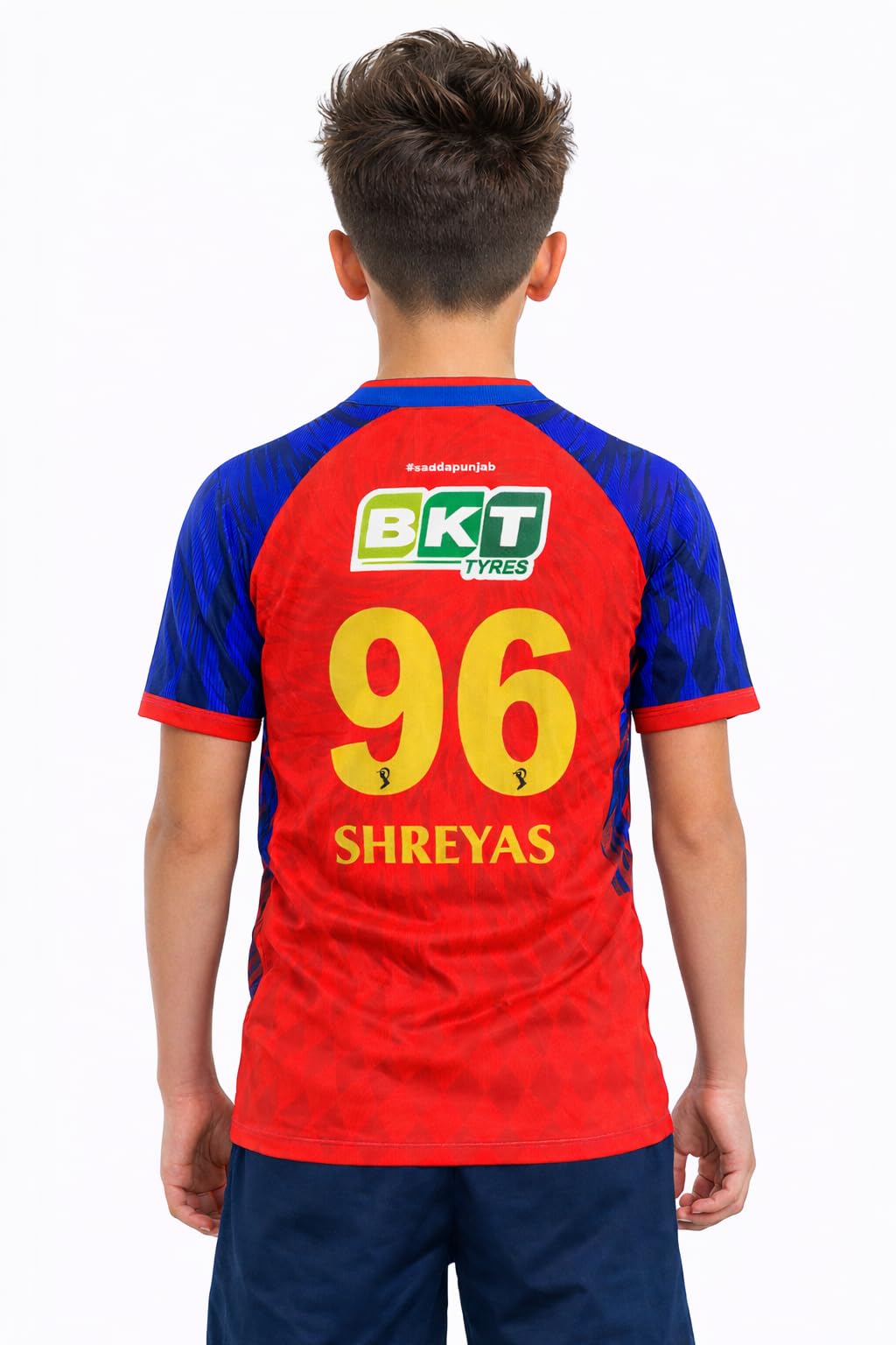 RockinRetailz New Shreyas 96 PBKSS Cricket Jersey 2026 Half Sleeve for Kids-picture-12