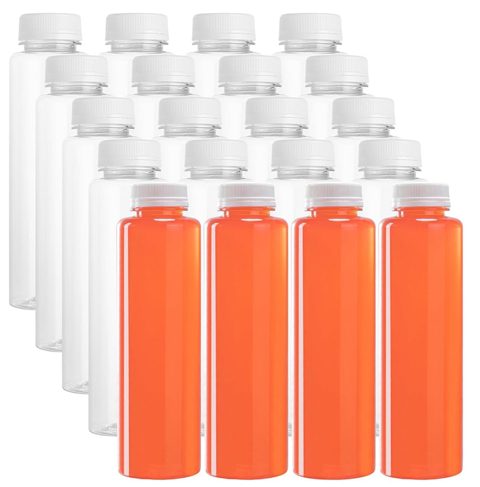 EnxJire Plastic Juice Bottles 24Plastic Juice Bottles Clear Reusable Drink Containers Empty PET Beverages Bulk For Drinking for Kitchen