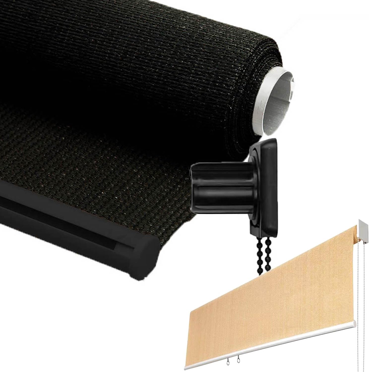 Outdoor Roller Shade,Outdoor Blinds,Outdoor Blinds Waterproof,Pergola Blinds,Durable Waterproof Sunblind,Aluminum Alloy Rod,for Terrace Balcony Garden,Black,W120xL240cm