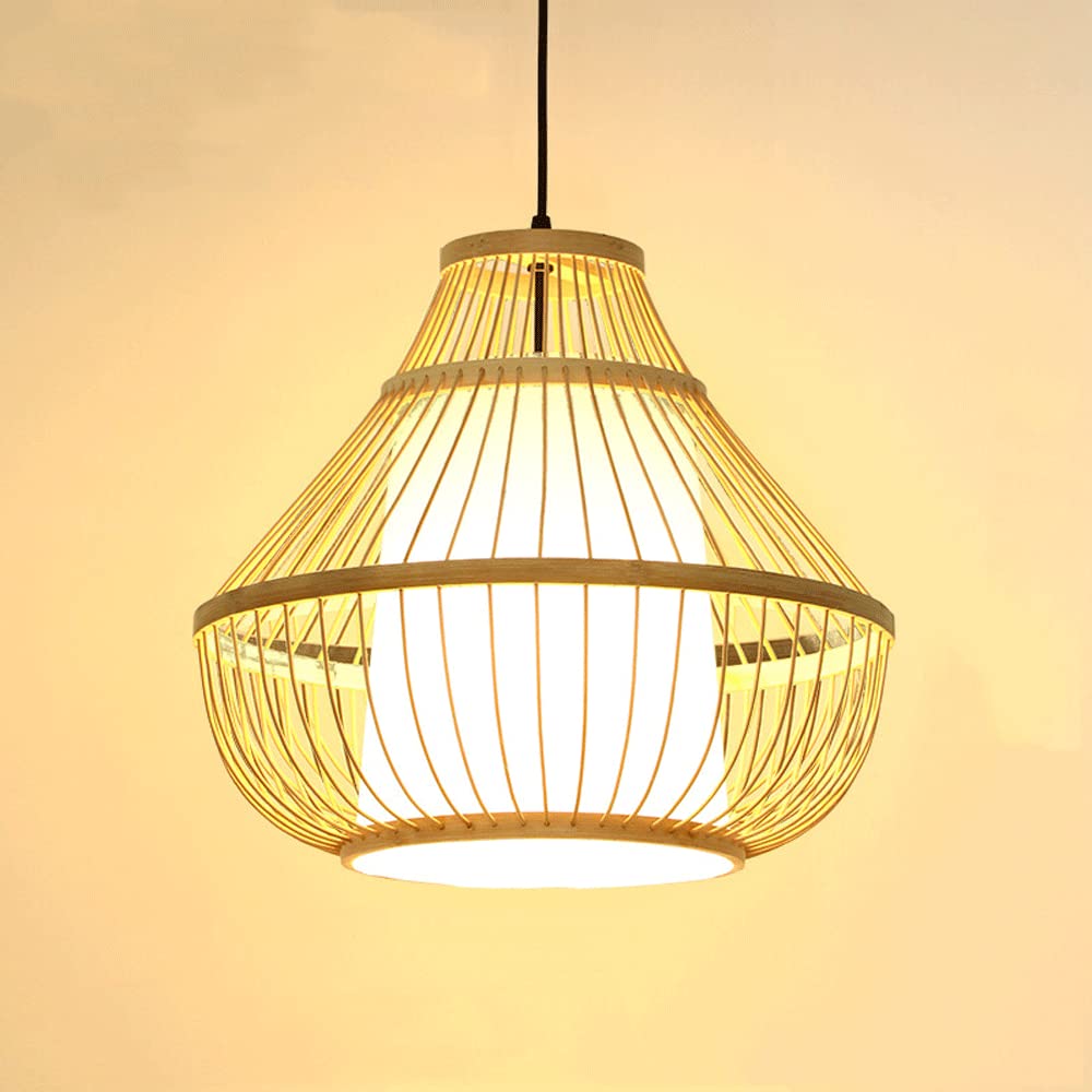 Lampe Suspendue en Bambou pour Îlot de Cuisine et Salon Ambiance Bohème Chic