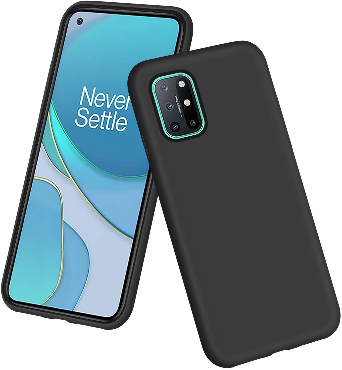 TEEKAOO Silicone Back Cover Case Compatible with OnePlus 9 (Black, OnePlus 9)
