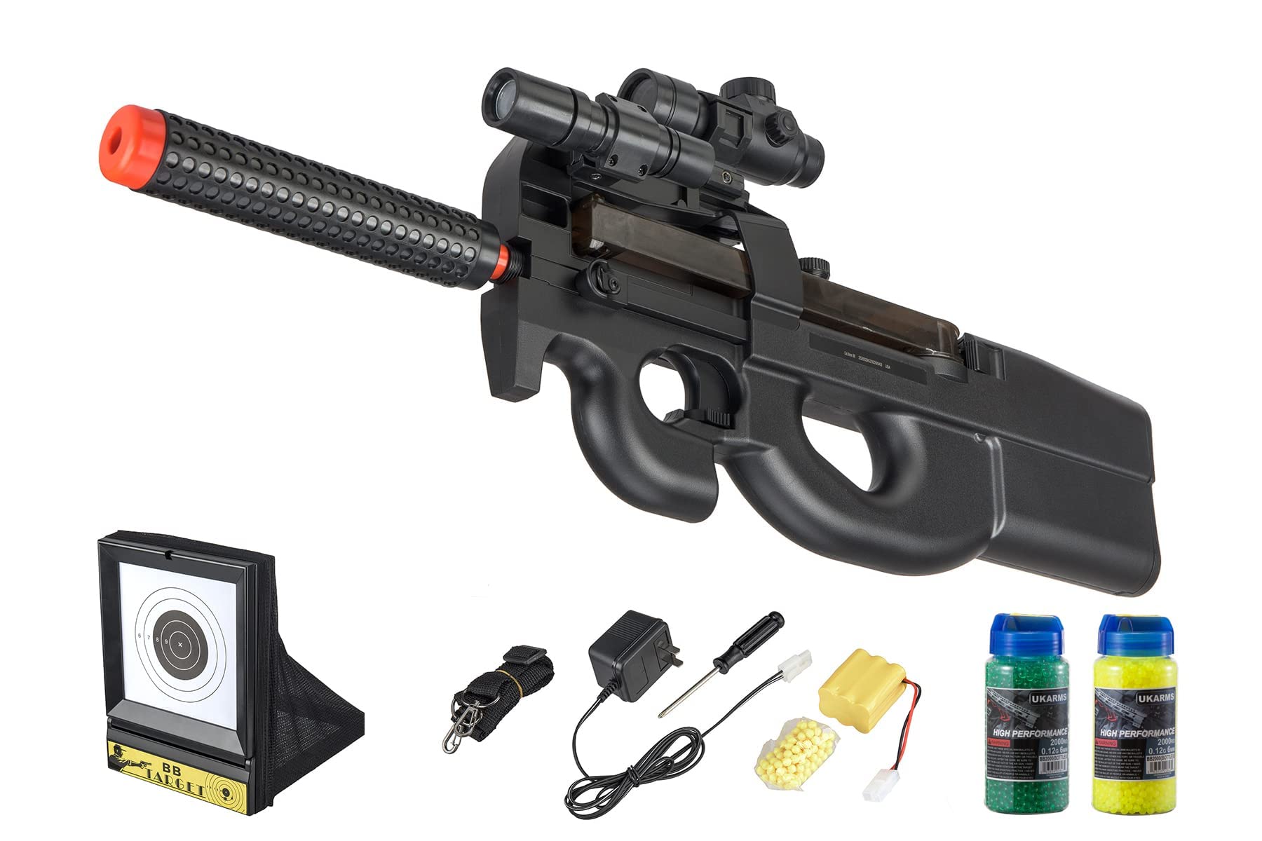 275 FPS Fully Automatic Electric Airsoft AEG Rifle SMG Airsoft Submachine Gun with Battery, Red