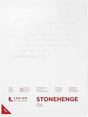 Stonehenge Aceite 11.29 oz 9x12 Almohadilla Blanca, 12 Hojas