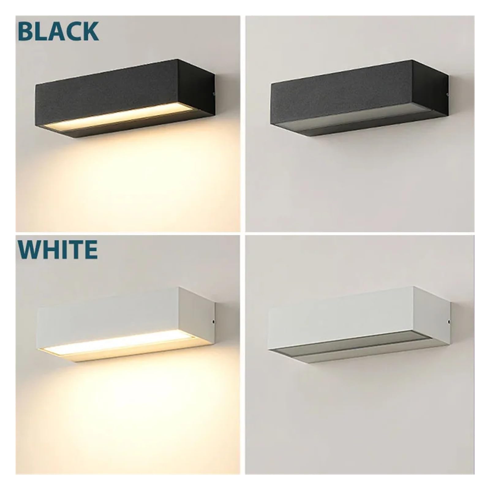 Kinkiety ścienne LED na werandzie aluminiowe oprawy oświetleniowe zewnętrzne IP65 wodoodporna lampa do domu drzwi do patio wystrój garażu(Cool white 6000k,Black 30cm)