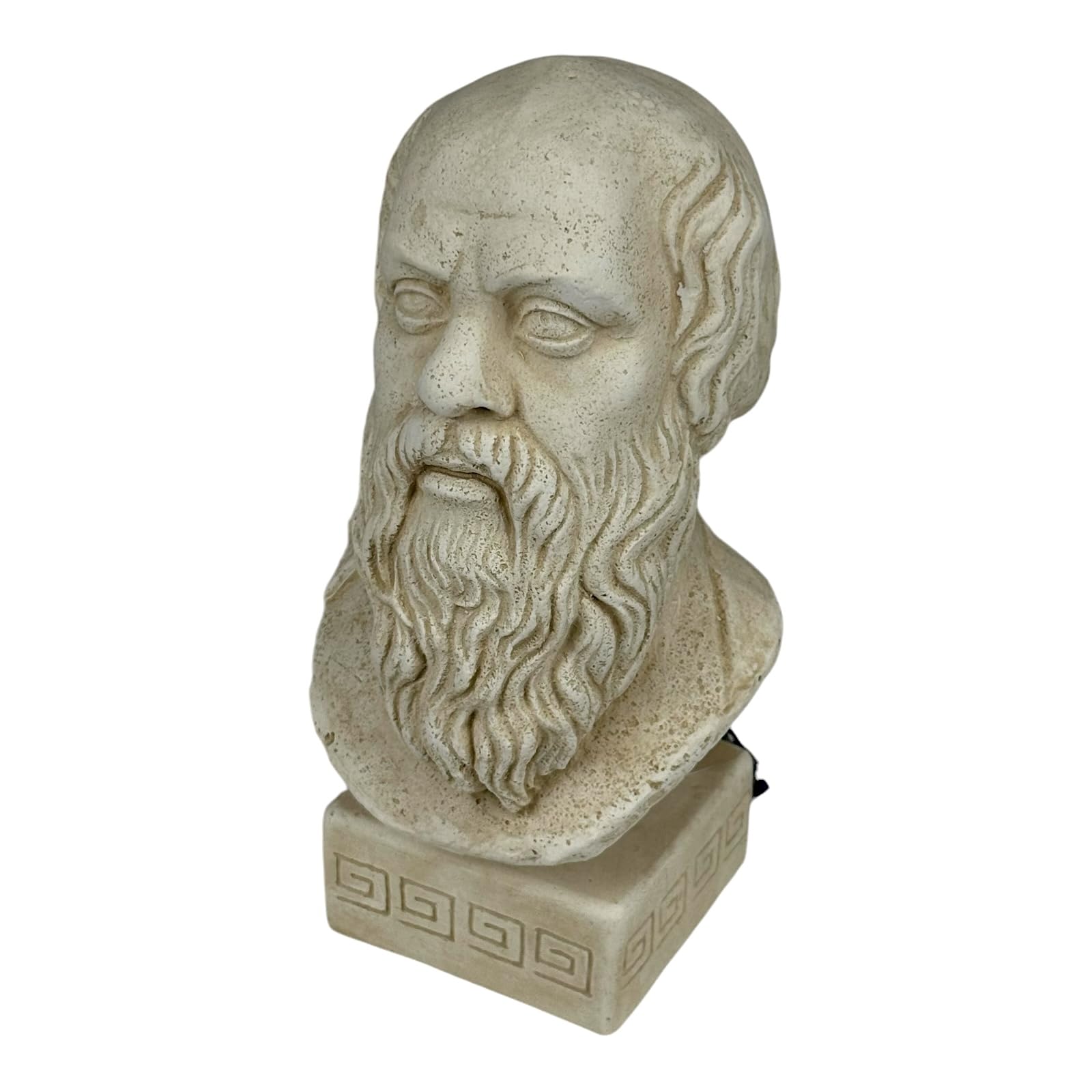 Sócrates - Cabeza de filósofo griego antiguo, piedra fundida, color beige
