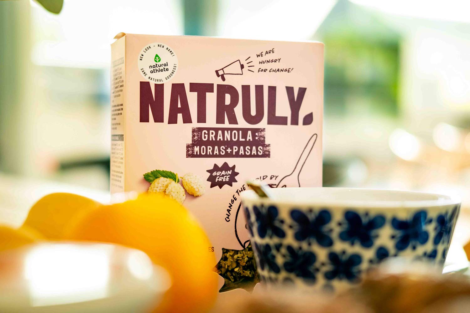 NATRULY Granola BIO de Frutos Secos y Semillas Sin Cereales, Sin Gluten y Sin Azúcar Refinado, Vegana, Sabor Moras y Pasas -Pack3x325g