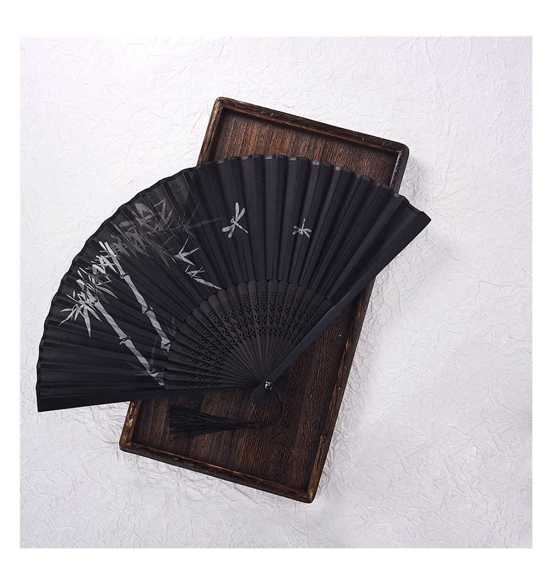 Display Fans Retro Chinese Japanese Bamboo Folding Fan Dance Hand Home Decoration Ornaments Hand Held(C)