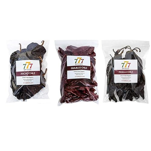 Chiles Mexicanos 3 Pack Guajillo, Ancho y Pasilla 4oz cada uno. Chili Secos Enteros.