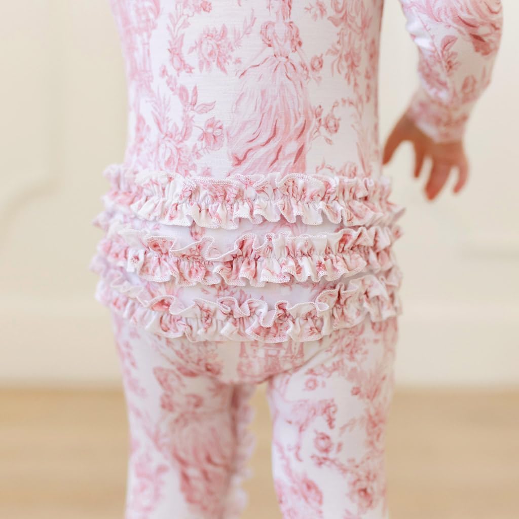 Ruffled Zippered Vintage Pink Rose One Piece - Image 3