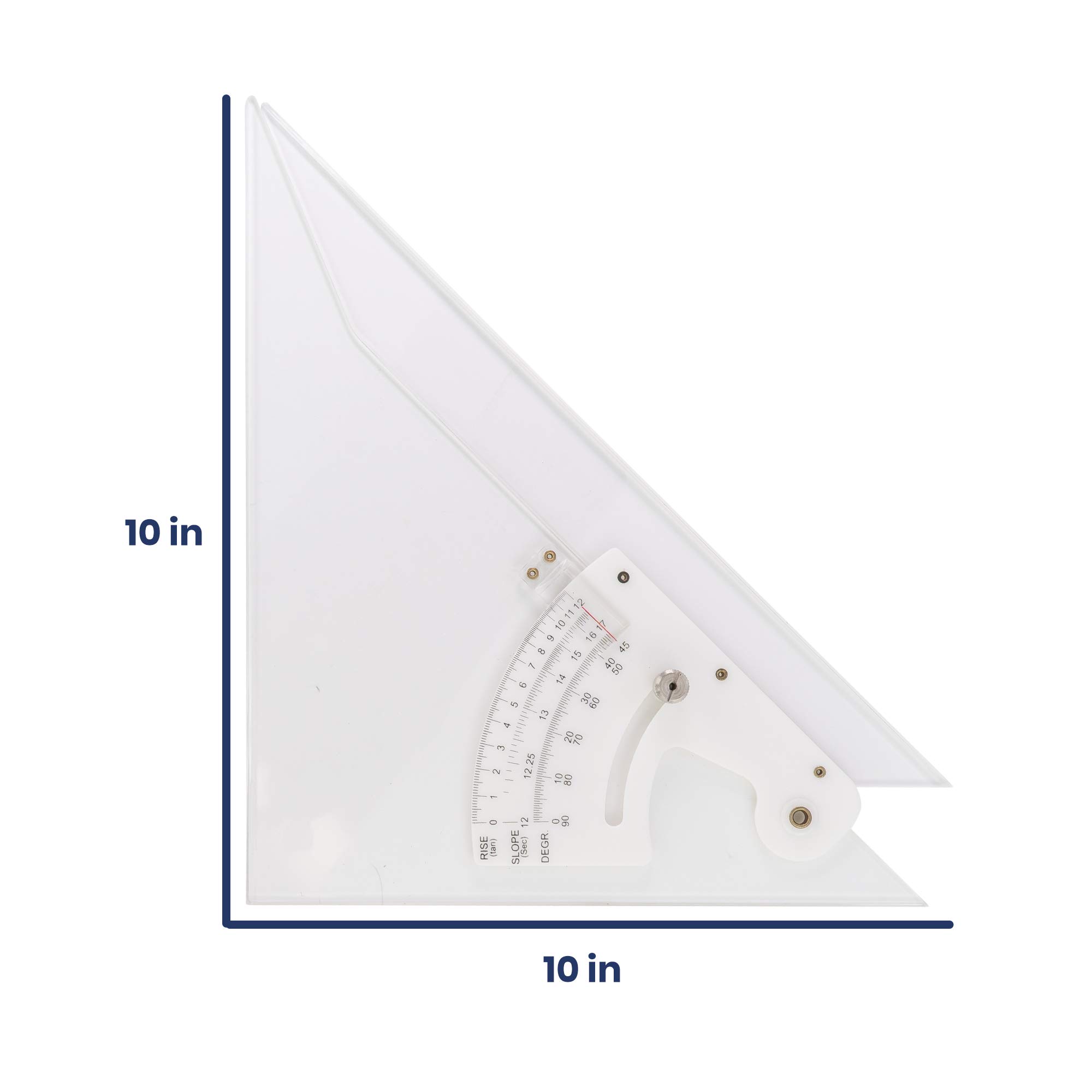 Pacific Arc Professionelles verstellbares Dreieck, transparent mit Farbkante, 25,4 cm