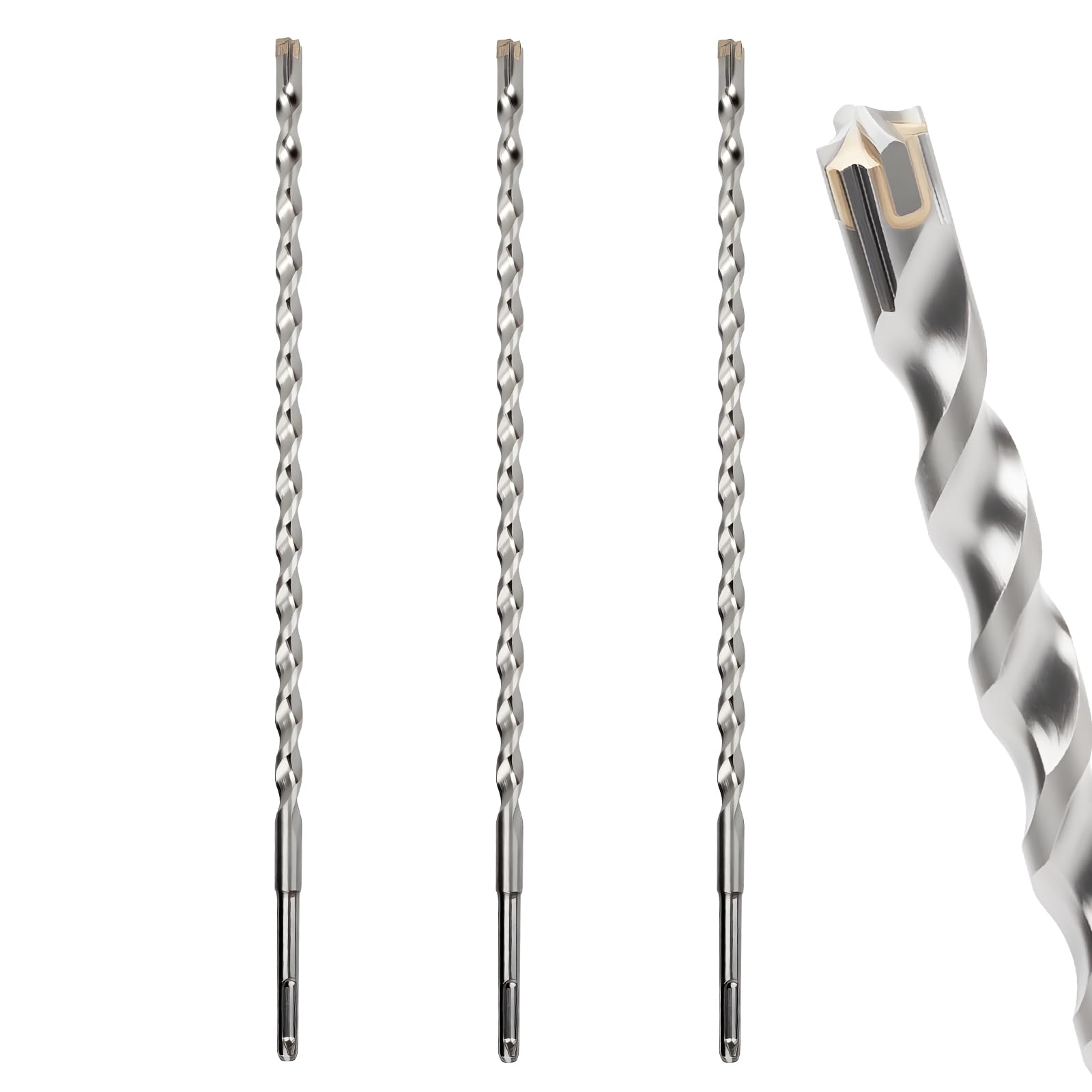 MOXPIFY 12mm Masonry Drill Bit 360mm Long, Hammer SDS Drill Bit for Reinforced Concrete, Brick Walls, SDS Plus Shank (12mm x 360mm x 3) โ image 1