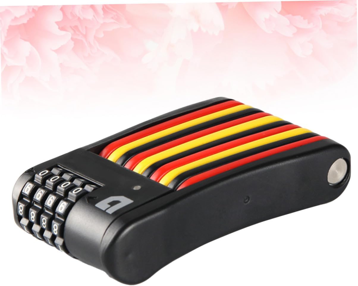 4-Digit Combination Folding Bike Lock, Portable Lightweight Anti-Theft Security Lock with Metal Chain for Cycling and Outdoor Use, Black