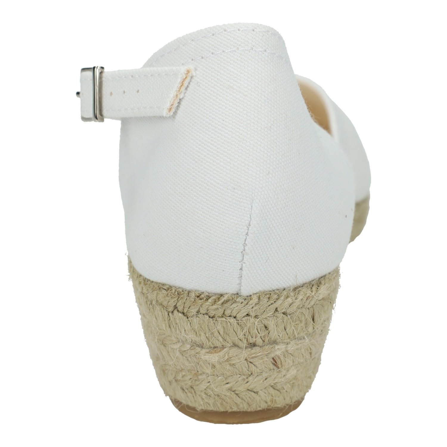 261 Esparteñas Blancas de comunion para niñas, con un Poco de cuña y Hebilla, Puntera Cerrada, Sencillas sin Adornos NIÑA Zapato COMUNIÓN