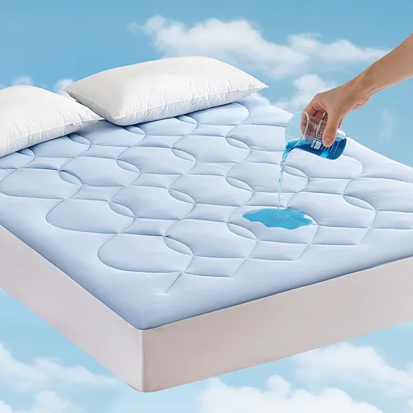 Friendriver Queen Size Cooling Mattress Pad Waterproof Mattress Topper for Hot Sleepers - Soft Breathable Mattress Cover with 8"-21" Deep Pocket (60×80",Blue)