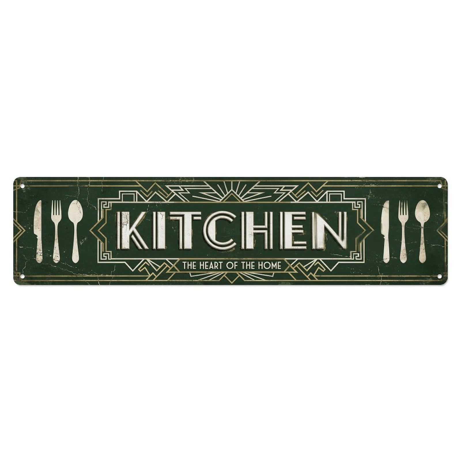 Kitchen Deco Geometric Utensils Vintage Food Zone Vintage Metal Tin Sign Wall Decor for Cafe, Club, Garden Metal Poster 4x16Inch