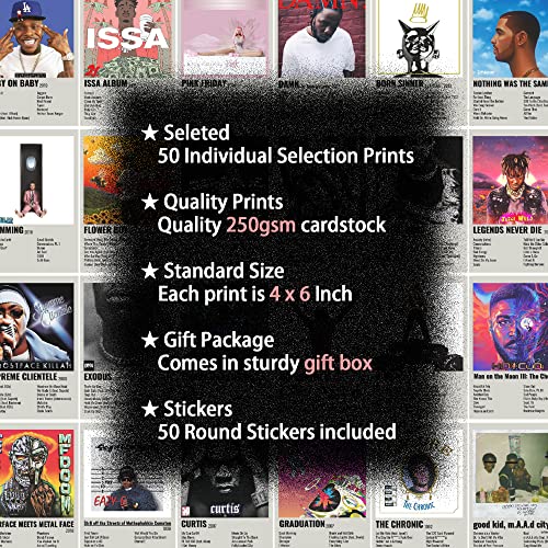 Retro Hip Hop Rappers Wall Collage Kit Prints For Bed Room Decor, 4X6 Inch Music Album Cover Posters Prints 50Pcs For Teens, Gifts For Rapper Fans #TOP3