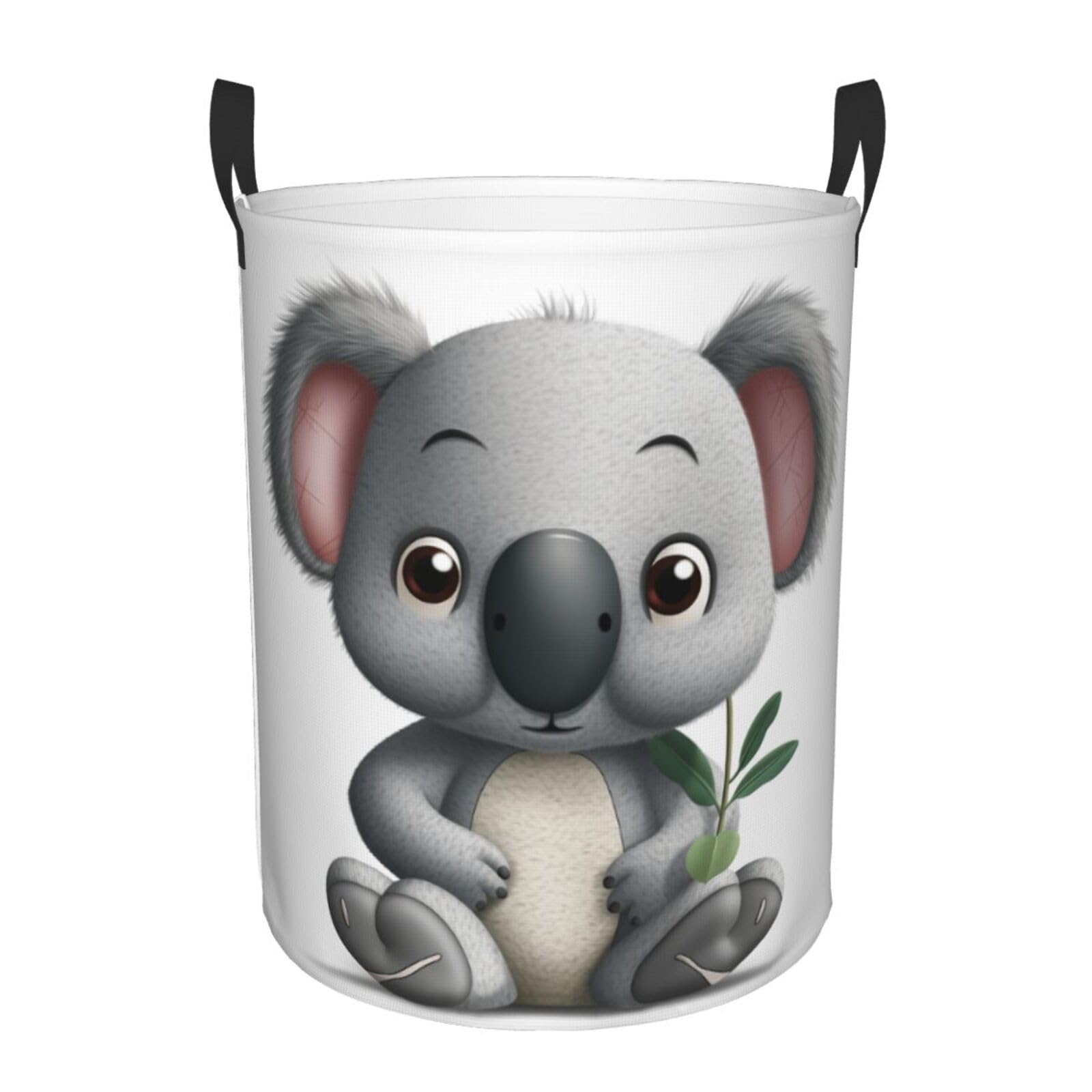 Cartoon koala print Circular Hamper Waterproof Storage Bin Organizer Basket Laundry Hamper With Handles For Clothes Toys Small