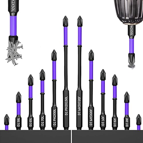 Aneedtools - Puntas antideslizantes y a prueba de golpes D1 con puntas de destornillador Phillips, alta dureza mejorada y fuerte broca magnética,