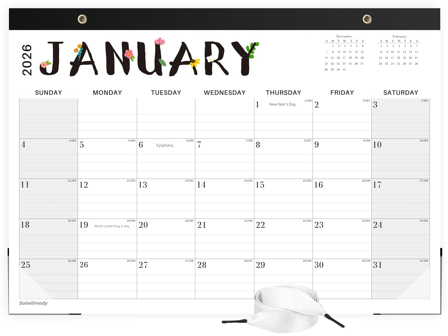 Desk Calendar 2026, 18 Months Calendar Runs from January 2026 to June 2027 Large 17 x 12 inch Desktop or Wall Monthly Calendar Planner for Home School or Office, Black