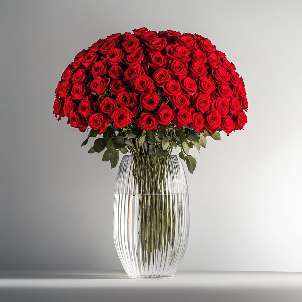 100 Fresh Cut Red Roses | Send Fresh Flowers Express Delivery | Perfect for Birthdays, Anniversary or any occasion