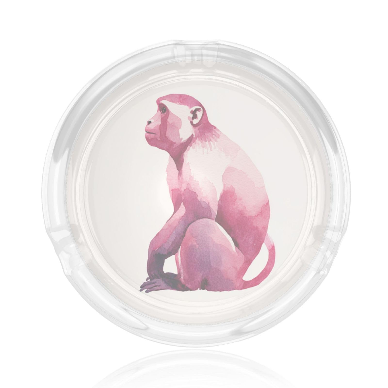 Minimalist Monkey Sitting Watercolor Glass Ashtray For Cigarettes Ash Trays Case For Home Office Decor