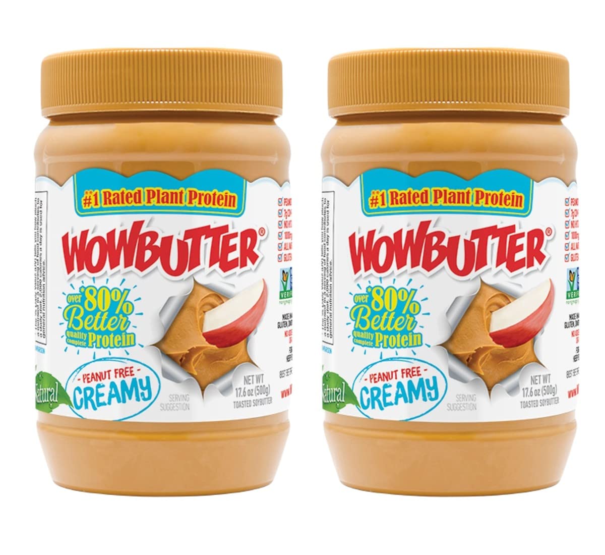 WOWBUTTER Natural Sin Maní Cremoso 1.1lb (Pack de 2)