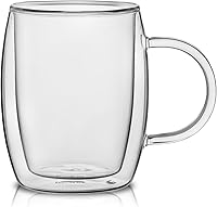Vista 8 de JoyJolt Double Wall Glasses 13.5-Ounce Insulated Mugs Double Walled Glass Cups For Coffee Tea Set of 2