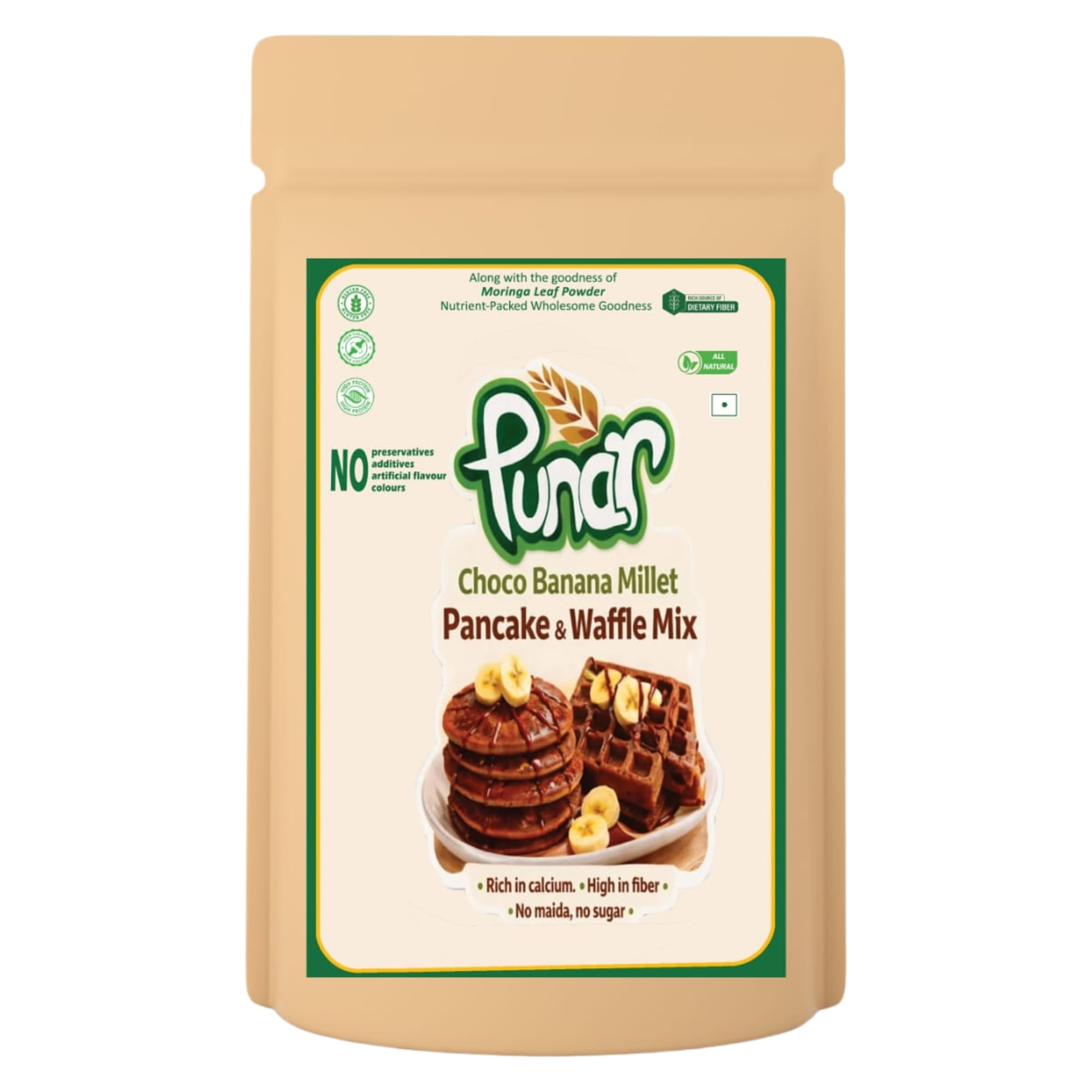 PUNAR Choco Banana Millet Pancake & Waffle Premix | Instant Healthy Breakfast Mix with Sprouted Millets, Whole Grains, Seeds & Nuts | No Refined Sugar | 200 Grams-image-23